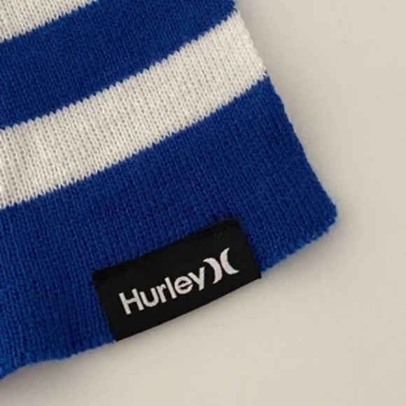 Hurley NEW 2 Piece Mens Winter Hat Beanie Scarf Gift Set Skate Blue White Black - Picture 3 of 9
